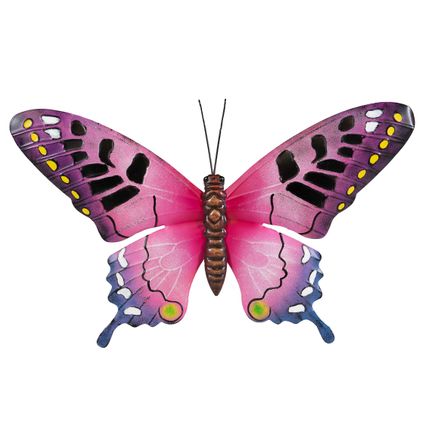 Anna's Collection Tuindecoratie - vlinder - roze - metaal - 48 cm