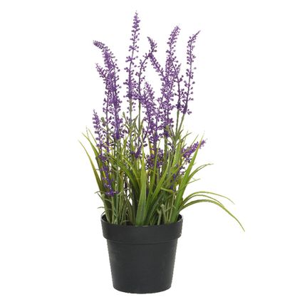 Everlands Lavendel kunstplant - in pot - fuchsia - D15 x H30 cm