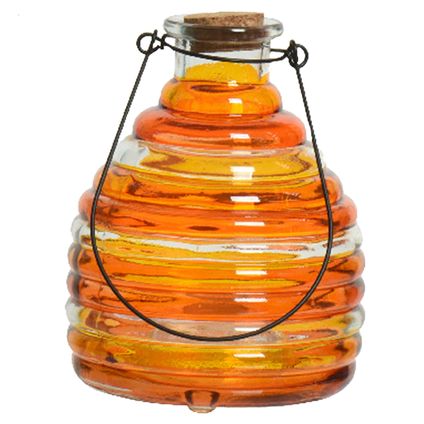 Decoris Wespenvanger - met hengels - oranje - glas - D13 x H17 cm