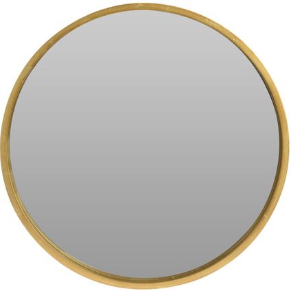 Wandspiegel - rond - hout - goudkleurig - 30 cm