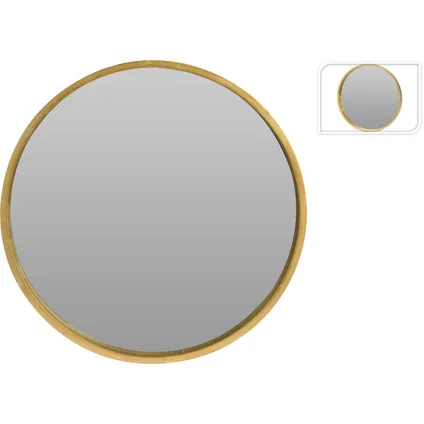 Wandspiegel - rond - hout - goudkleurig - 30 cm 5
