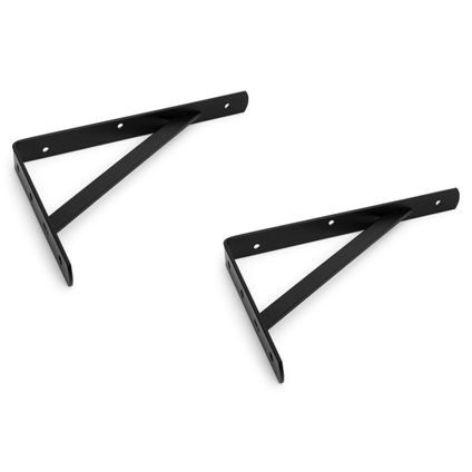 Plankdragers - 2 stuks - zwart - metaal - met schoor - 30 x 20,5 cm