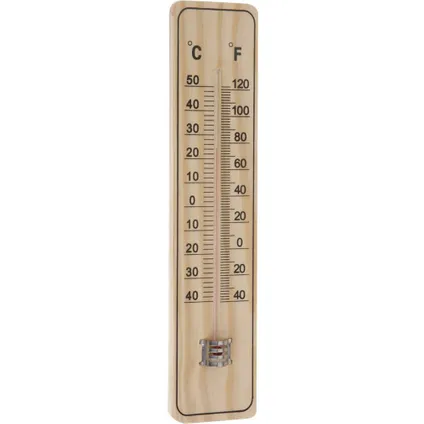 Pro Garden Thermometer - binnen/buiten - hout - 22,5 x 5 cm