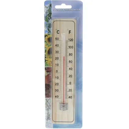 Pro Garden Thermometer - binnen/buiten - hout - 22,5 x 5 cm 2