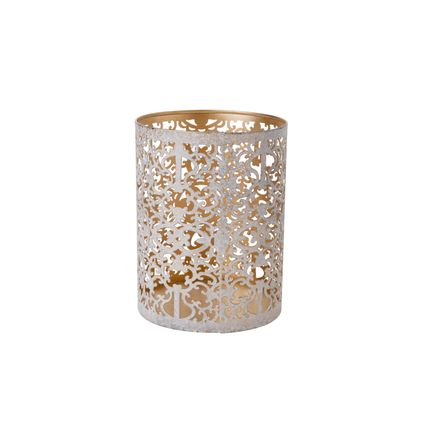 Cosy & Trendy Waxinelichthouder - wit en goud - antiek look - 9 cm