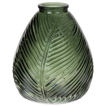 Bellatio Design Vaas - groen transparant glas - D14 x H16 cm