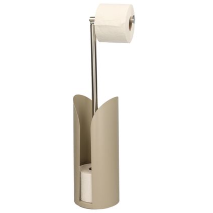 5five WC/toiletrolhouder - taupe - met reservoir en stang - 59 cm
