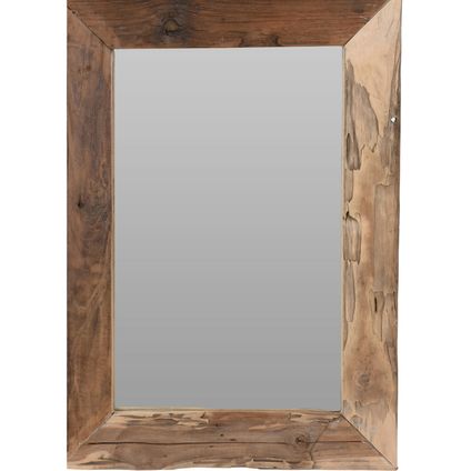 H&S Collection Wandspiegel - teak hout - rechthoek - 70 x 50 cm