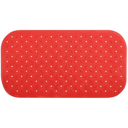 MSV Tapis de douche/bain antiderapant - caoutchouc - rouge - 36 x 76 cm