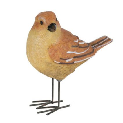 Decoratie Tuinbeeld vogeltje - lijster - metaal - 10 cm