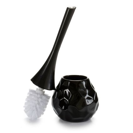 Berilo Toiletborstel/wc-borstel van keramiek - zwart - afsluitbaar