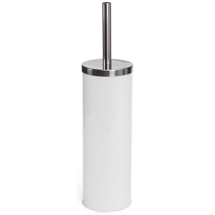 MSV Toiletborstel in houder/wc-borstel - metaal - ivoor wit - 38 cm