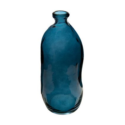 Atmosphera fles vaas - blauw transparant - glas - H36 x D15 cm