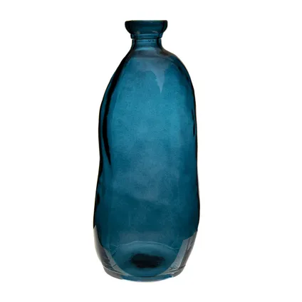 Atmosphera fles vaas - blauw transparant - glas - H36 x D15 cm 2