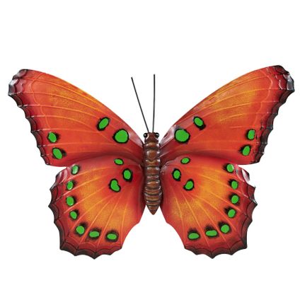 Anna's Collection Tuindecoratie - vlinder - oranje - metaal - 48 cm