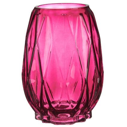 Giftdecor - Bloemenvaas - luxe decoratie glas - roze - 13 x 19 cm