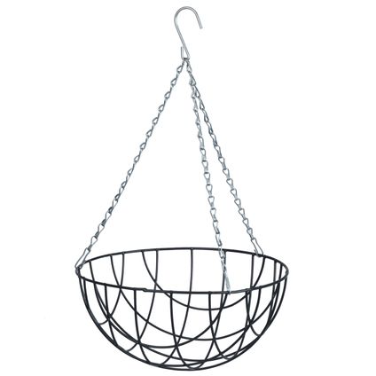 Nature Plantenmand - hanging basket - grijs - metaal - 17 x 35 cm