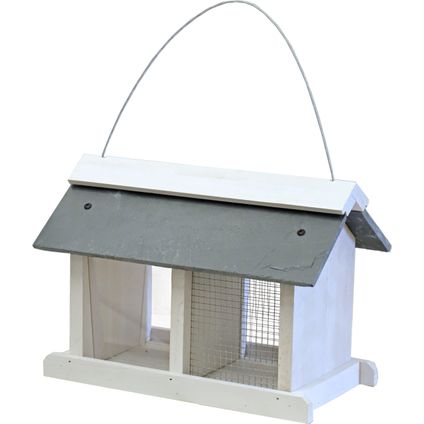 Boon Vogelhuisje-voederhuisje - hout-leisteen - wit - met twee vakken - 31 cm
