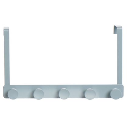 Metalen deurkapstok/rek antraciet grijs met 5 ophangknoppen 34 cm