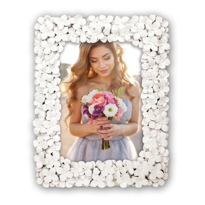 Zep Fotolijst - kunststof - witte bloemen - voor foto van 15 x 20 cm