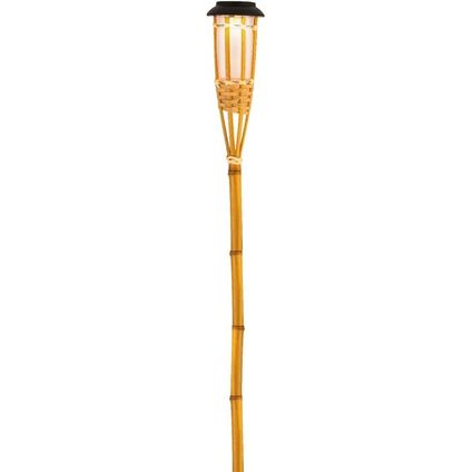 Lumineo Tuinfakkel - solar - met vlameffect - bamboe - 54 cm