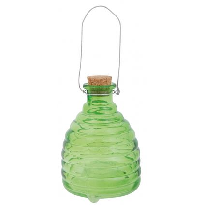 Wespenval - met hengel - groen - glas - 14 cm