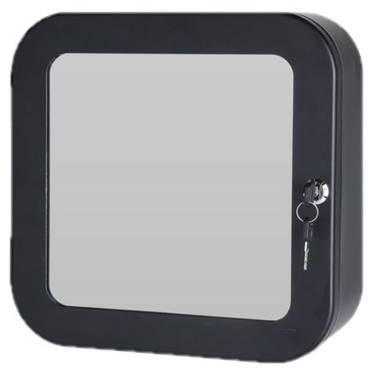 Excellent Houseware Medicijnkastje - zwart - met spiegel en slot - 32x32 cm