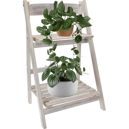 Pro Garden Plantenrek - whitewash - hout - opvouwbaar - 32 x 41 x 66 cm 2