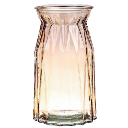Bellatio Design Vaas - amber bruin transparant glas - D12 x H20 cm