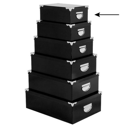 5Five Opbergdoos/box - zwart - L28 x B19.5 x H11 cm - Karton