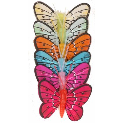 Rayher hobby materialen Vlinders - 6 stuks - op prikkers - 5 cm