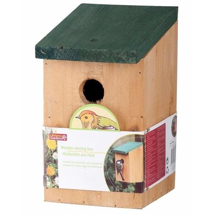 Lifetime Garden Vogelhuisje - hout - groen dak - 22 cm - nestkastje