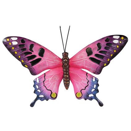 Anna's Collection Tuindecoratie - vlinder - roze - metaal - 37 cm