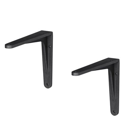 Plankdragers - 2 stuks - zwart - aluminium - gemoffeld - 14 x 11,5 cm