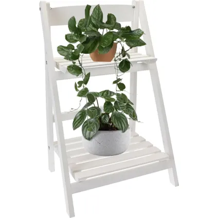 Pro Garden Plantenrek - wit - hout - opvouwbaar - 32 x 41 x 66 cm 2