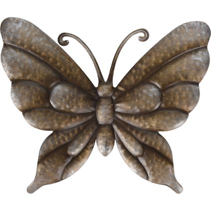 Pro Garden tuindecoratie vlinder - metaal - brons - 39 x 32 cm