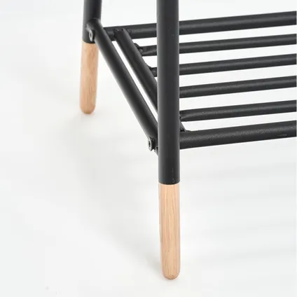 Zeller Handdoekrek - zwart - metaal en hout - 60 x 30 x 85 cm 2