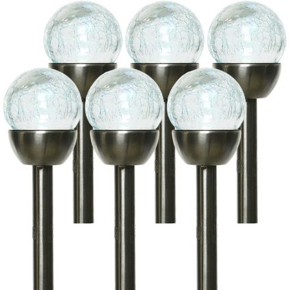 Lumineo Prikspotjes - 6 stuks - bollen - LED - RVS - solar
