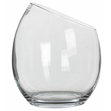 Mica Decorations schuine vaas/schaal - gerecycled glas - D23 x H25 cm