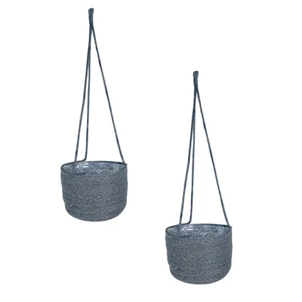Ter Steege Plantenpot - hangend - grijs - zeegras - 17 x 14 cm 2