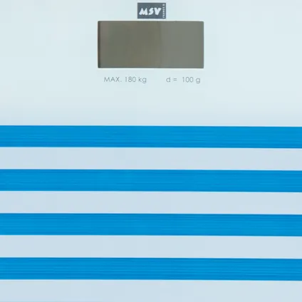 MSV Personen weegschaal - wit/blauw - glas - 29 x 29 cm - digitaal 2