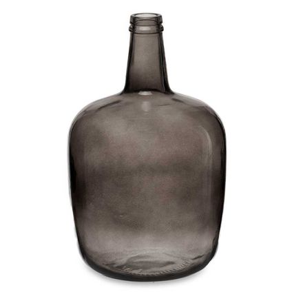 Giftdecor - Bloemenvaas - fles - glas - grijs transparant - 22 x 39 cm
