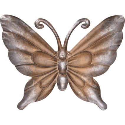 Tuindecoratie vlinder - metaal - donkerbruin - 29 x 24 cm
