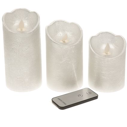 Lumineo Stompkaarsen - LED kaarsen - 3 stuks - zilverkleurig