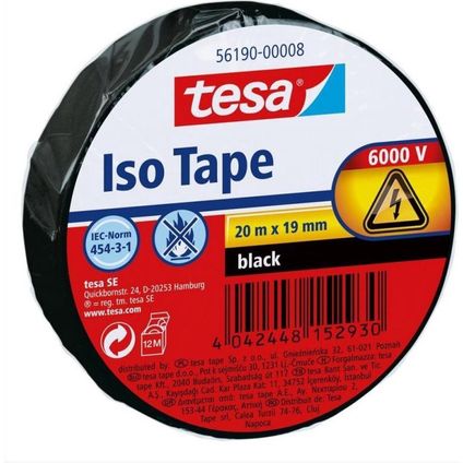 Tesa Isolatietape - zwart - 20 mtr x 1,9 cm