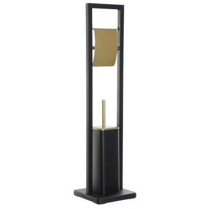 Items Toiletborstel met houder - zwart goudkleurig - metaal - 80 cm