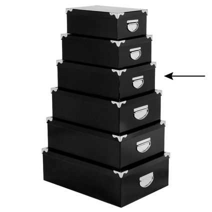 5Five Opbergdoos/box - zwart - L36 x B24.5 x H12.5 cm - Karton