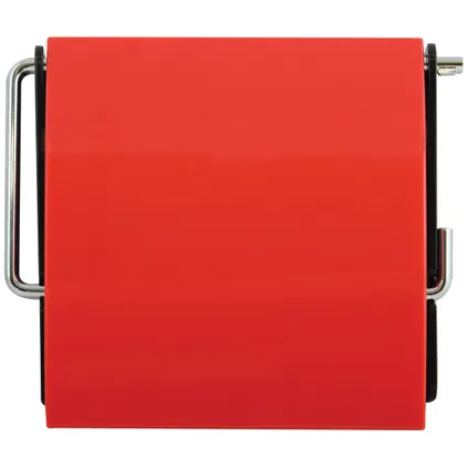 MSV Toiletrolhouder wand/muur - metaal met kunststof afdekklepje - rood 2