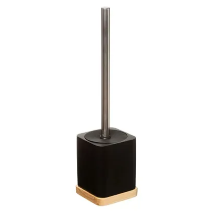 Toiletborstel/WC-borstel in houder - zwart - 36 x 9 cm - bamboe