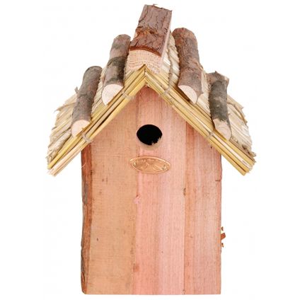 Best for Birds Vogelhuisje - hout met rieten dakje - 18 x 27 cm